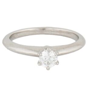 Tiffany & Co platinum diamond solitaire ring. Dia.24 size 3.75. Final